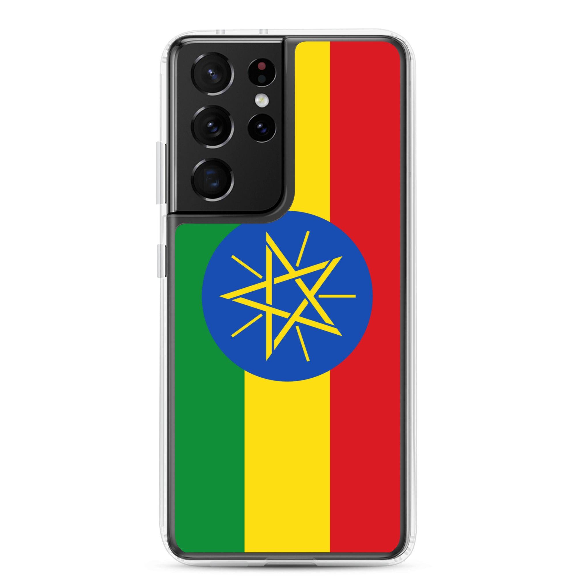 Coque de téléphone avec le drapeau de l'Éthiopie, en TPU, offrant une protection et un design élégant.