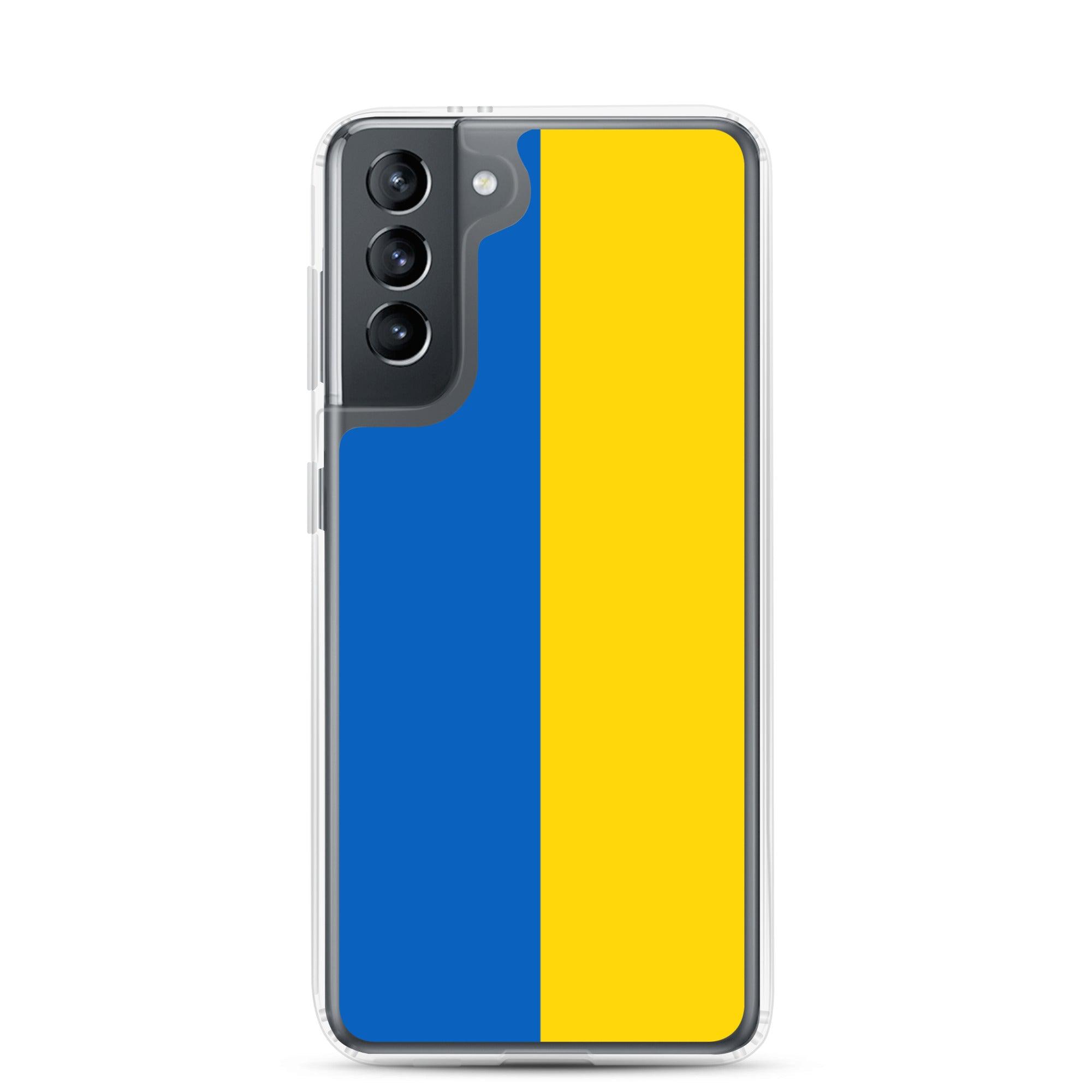 Coque de téléphone avec le drapeau de l'Ukraine, fabriquée en TPU, offrant une protection élégante et durable.