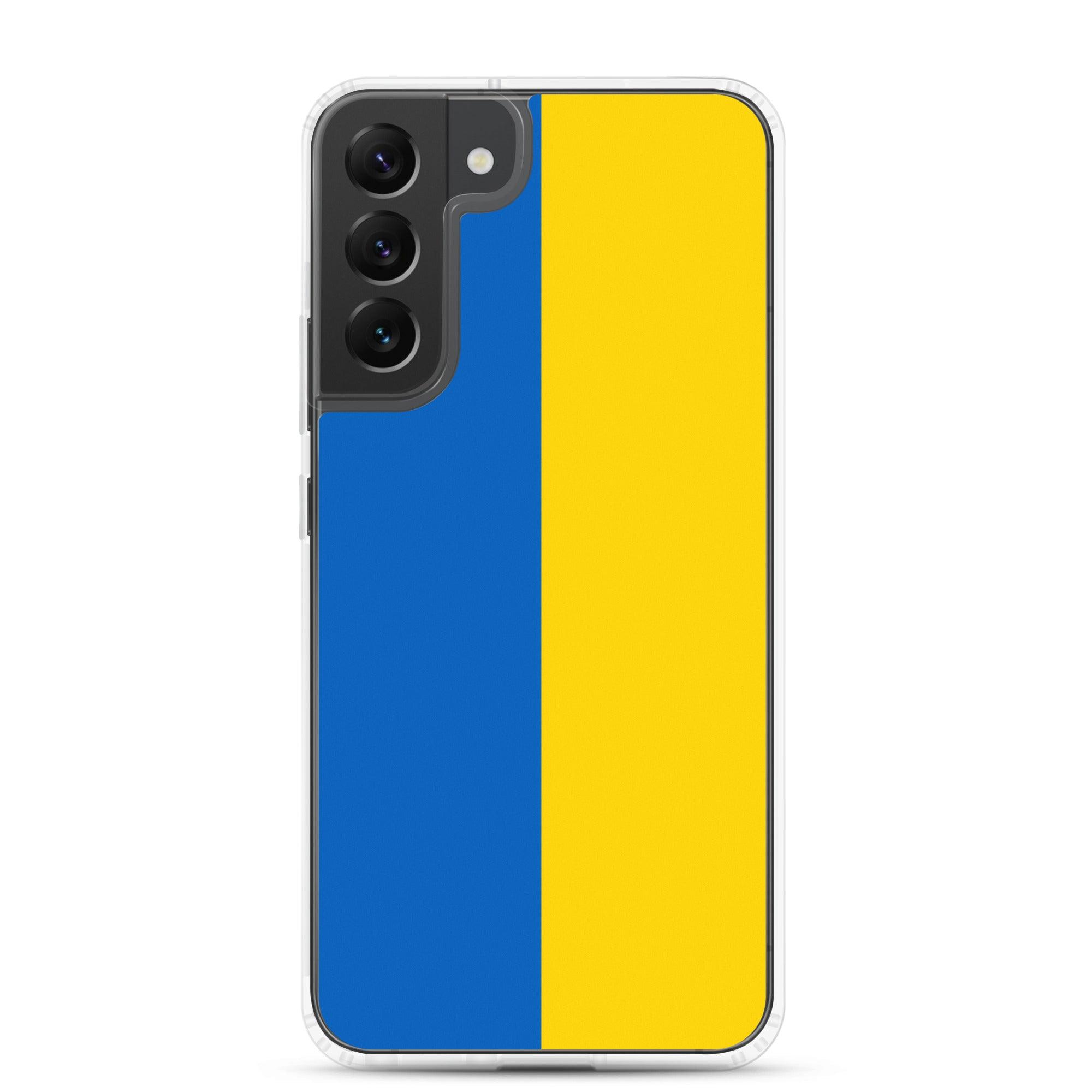 Coque de téléphone avec le drapeau de l'Ukraine, fabriquée en TPU, offrant une protection élégante et durable.