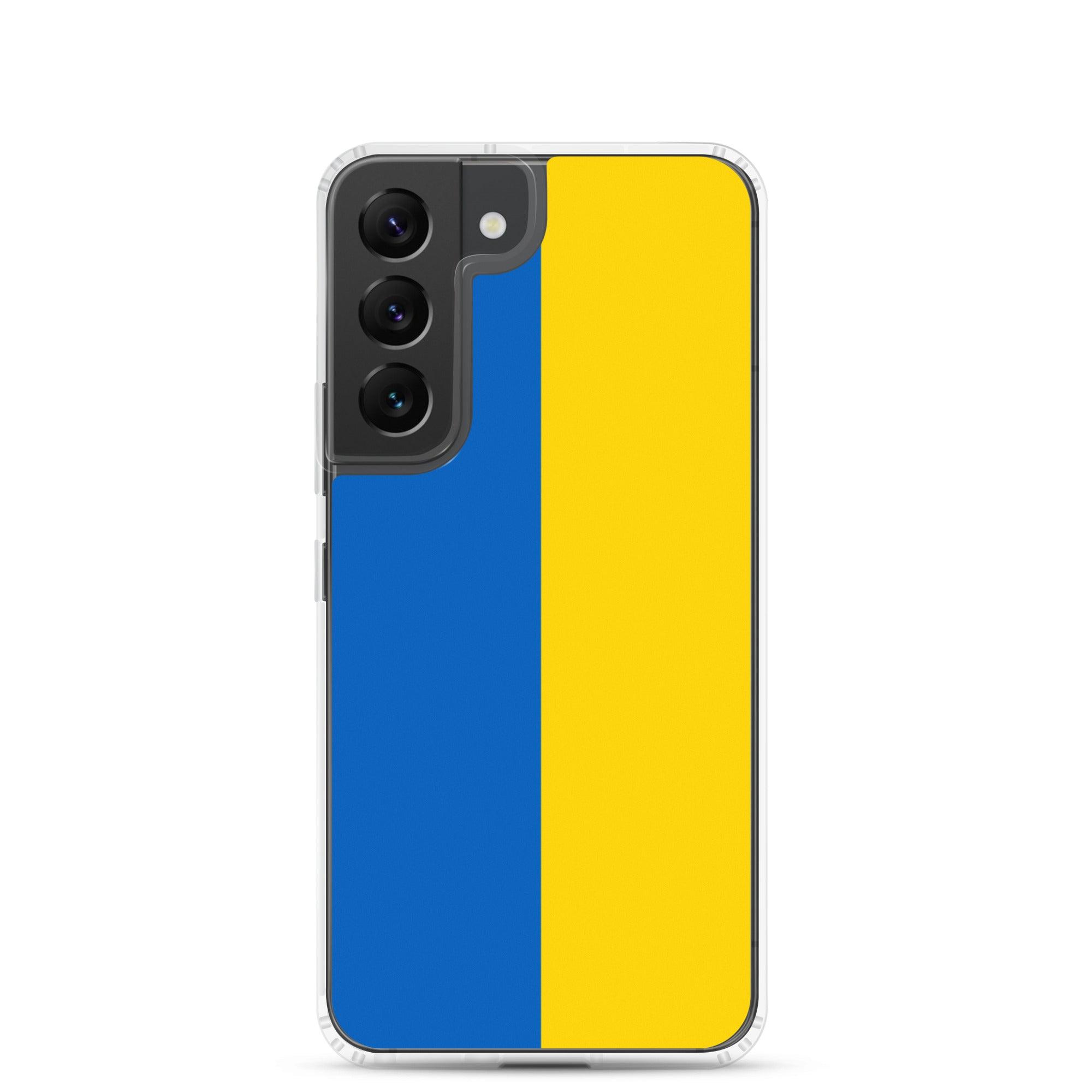 Coque de téléphone avec le drapeau de l'Ukraine, fabriquée en TPU, offrant une protection élégante et durable.