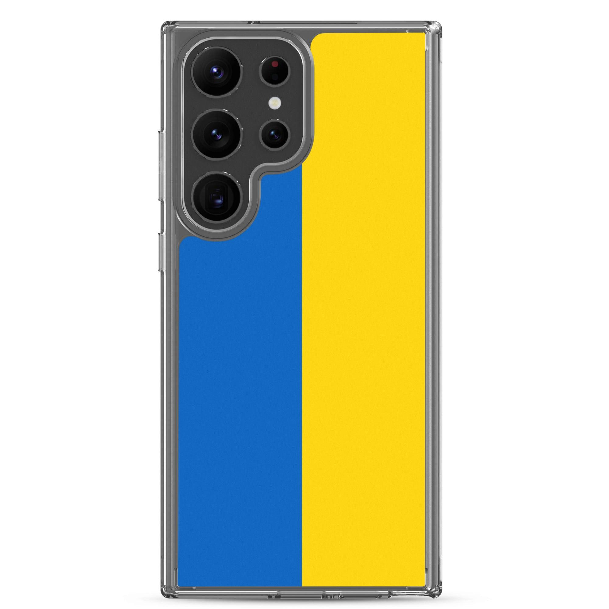 Coque de téléphone avec le drapeau de l'Ukraine, fabriquée en TPU, offrant une protection élégante et durable.