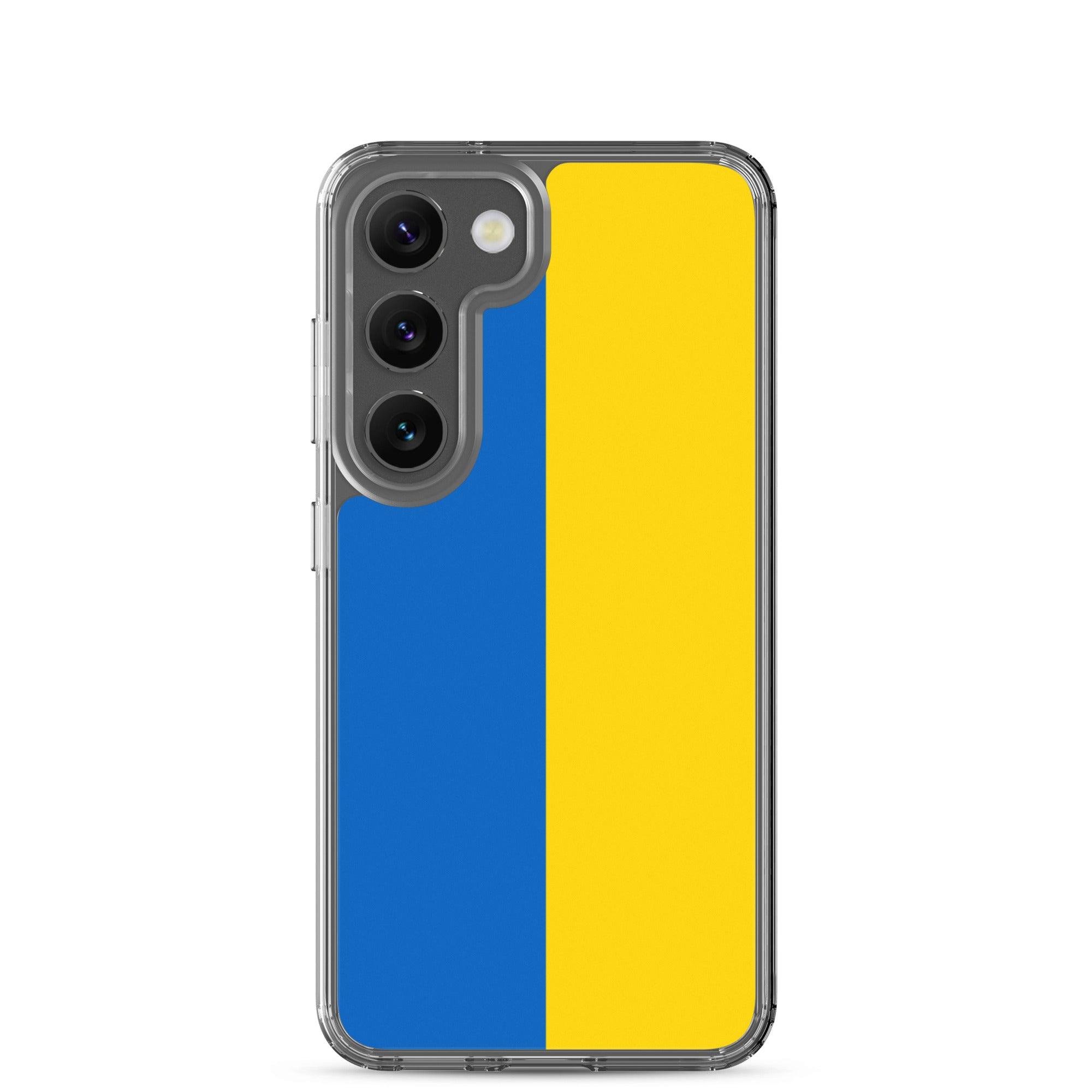 Coque de téléphone avec le drapeau de l'Ukraine, fabriquée en TPU, offrant une protection élégante et durable.