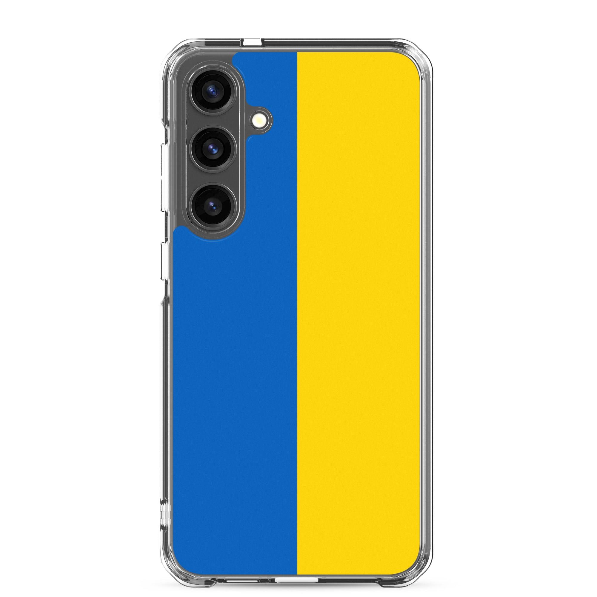 Coque de téléphone avec le drapeau de l'Ukraine, fabriquée en TPU, offrant une protection élégante et durable.