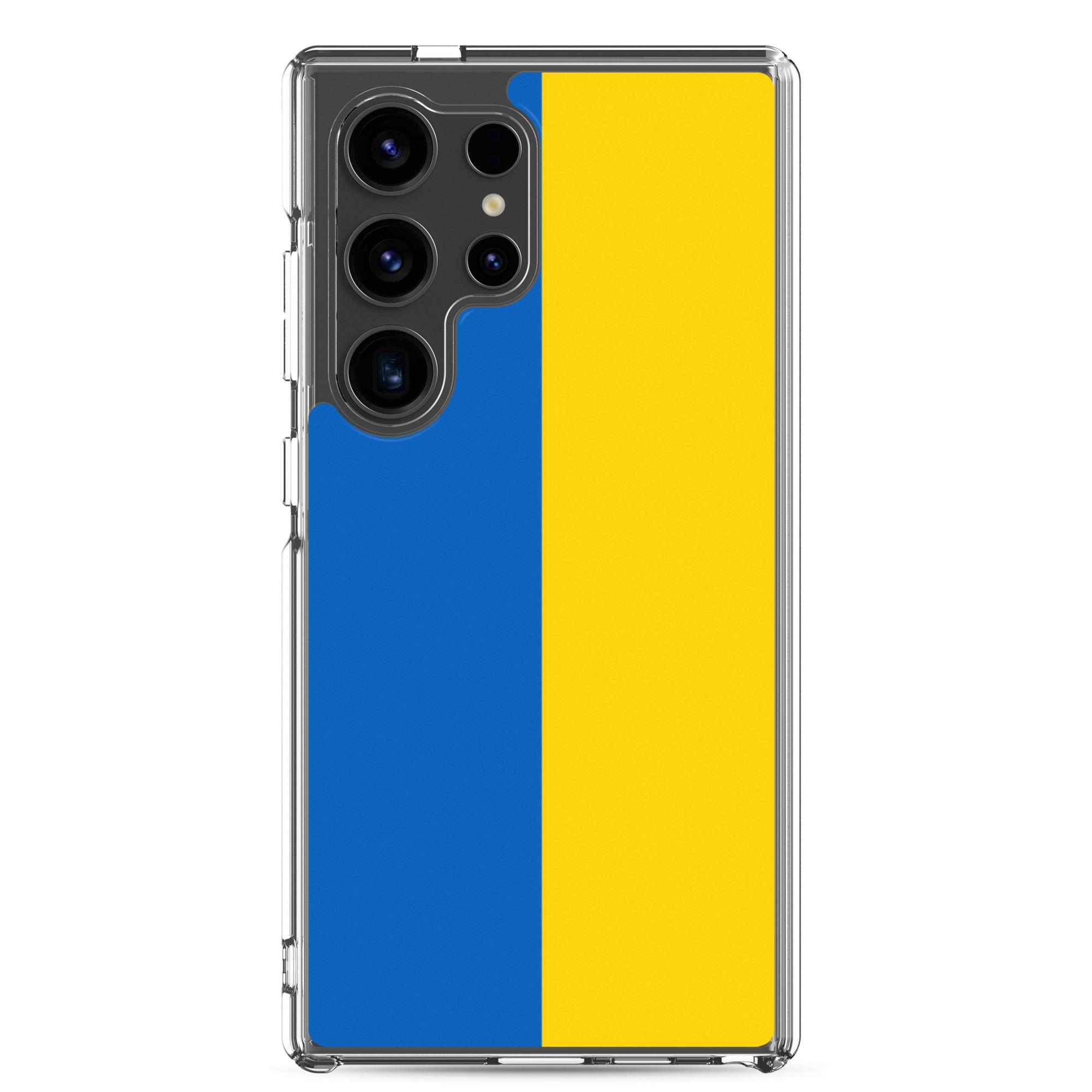 Coque de téléphone avec le drapeau de l'Ukraine, fabriquée en TPU, offrant une protection élégante et durable.