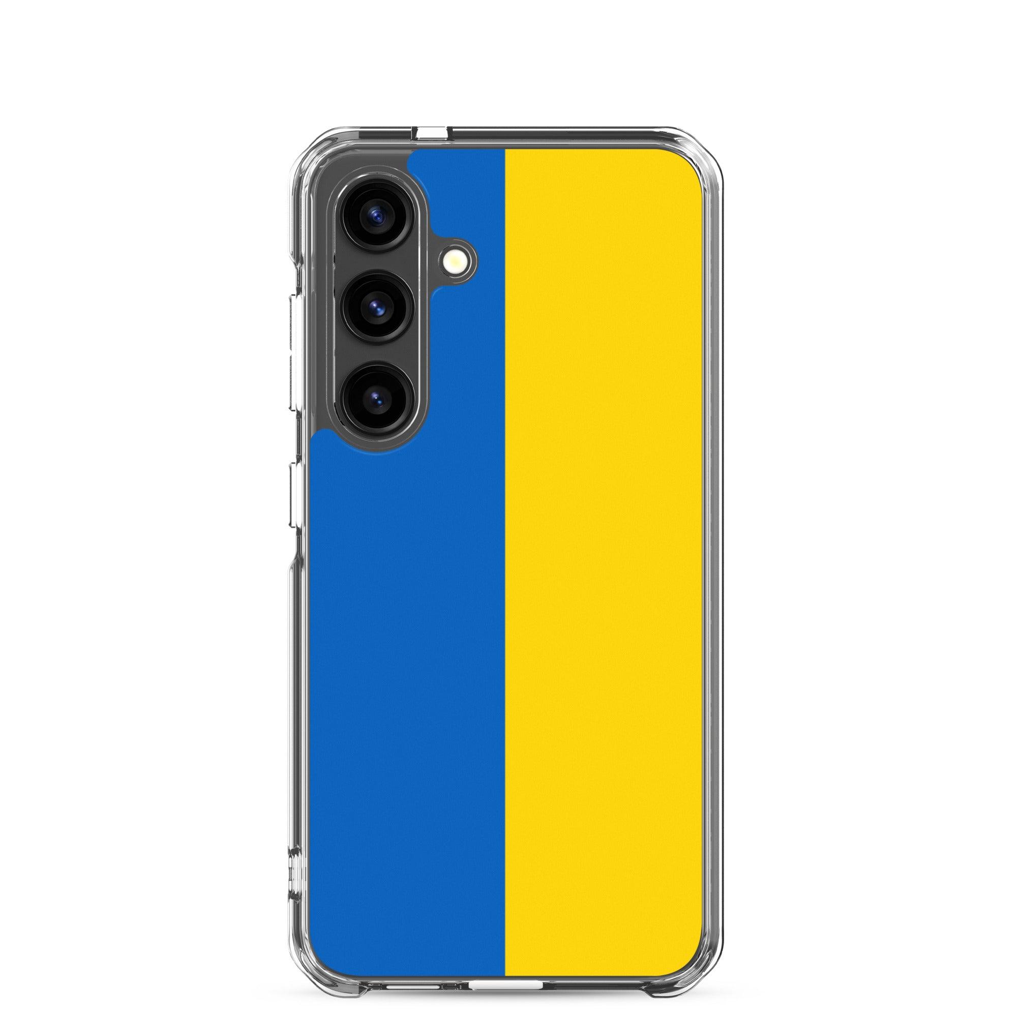 Coque de téléphone avec le drapeau de l'Ukraine, fabriquée en TPU, offrant une protection élégante et durable.