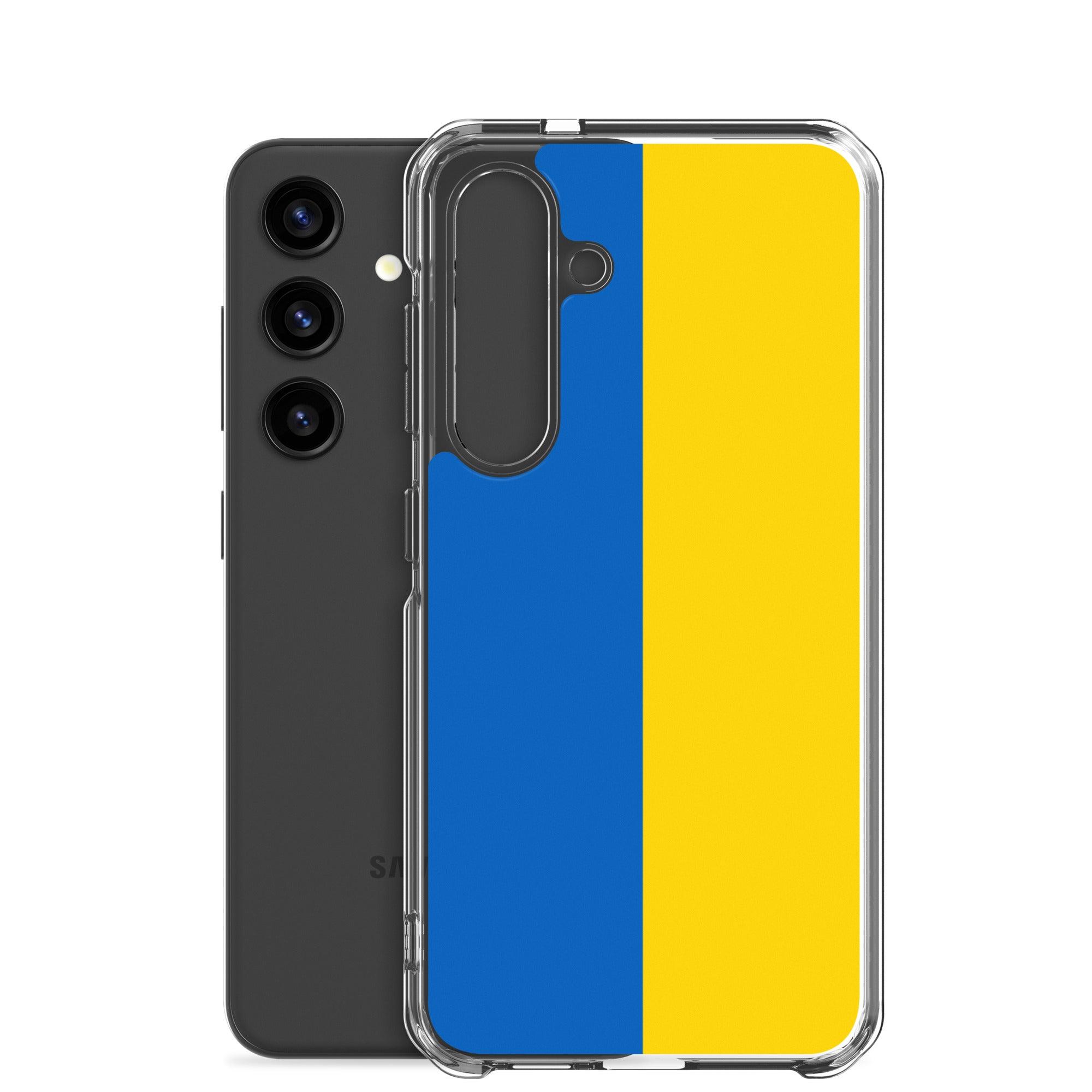 Coque de téléphone avec le drapeau de l'Ukraine, fabriquée en TPU, offrant une protection élégante et durable.