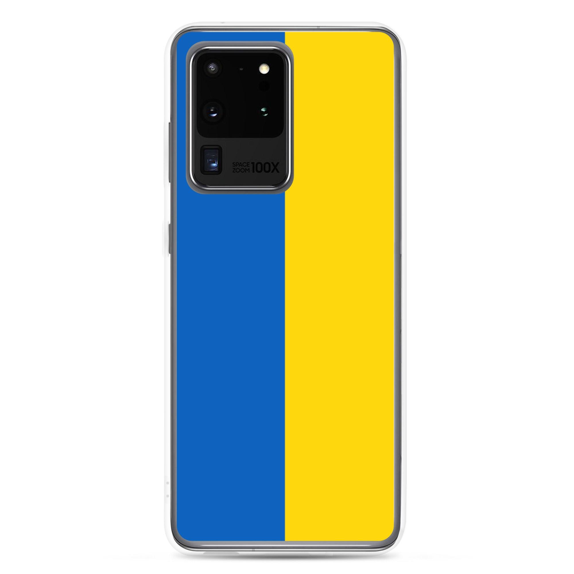 Coque de téléphone avec le drapeau de l'Ukraine, fabriquée en TPU, offrant une protection élégante et durable.