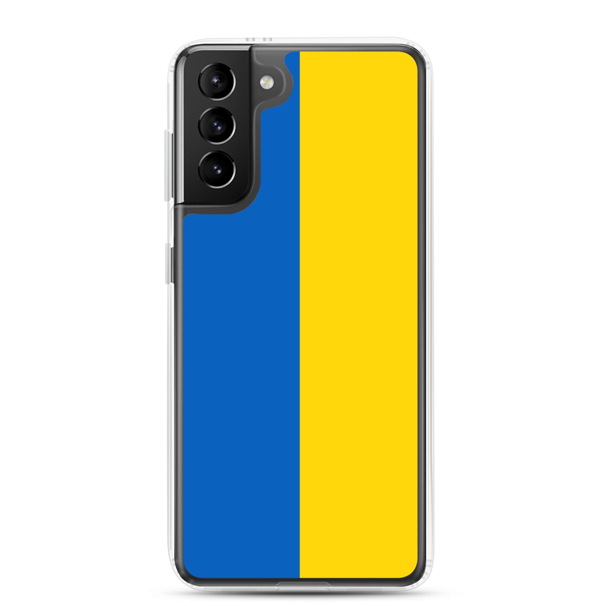 Coque de téléphone avec le drapeau de l'Ukraine, fabriquée en TPU, offrant une protection élégante et durable.