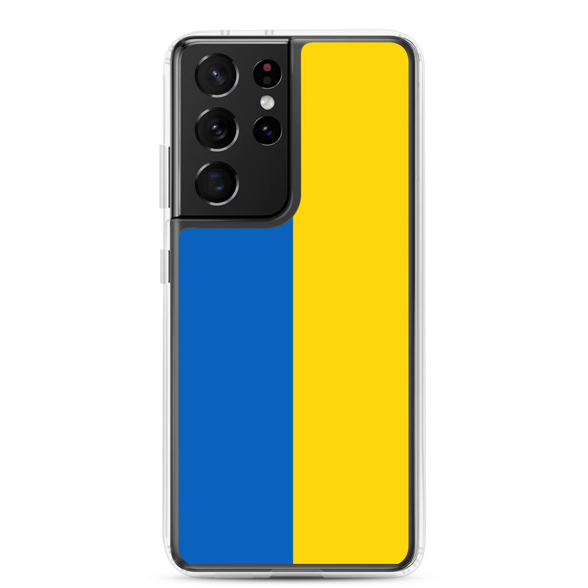 Coque de téléphone avec le drapeau de l'Ukraine, fabriquée en TPU, offrant une protection élégante et durable.