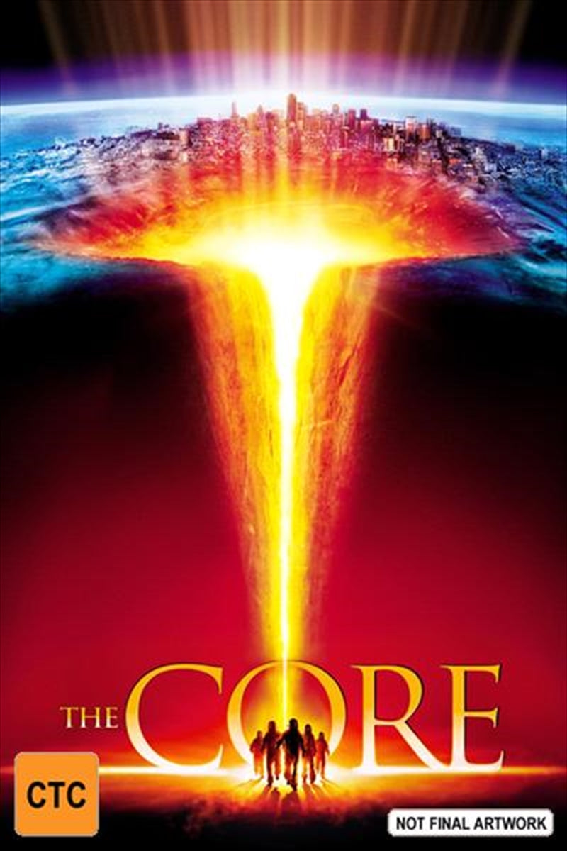 Blu-ray cover of 'Core' featuring Hilary Swank and Aaron Eckhart, showcasing a dramatic depiction of Earth's core and the film's title.