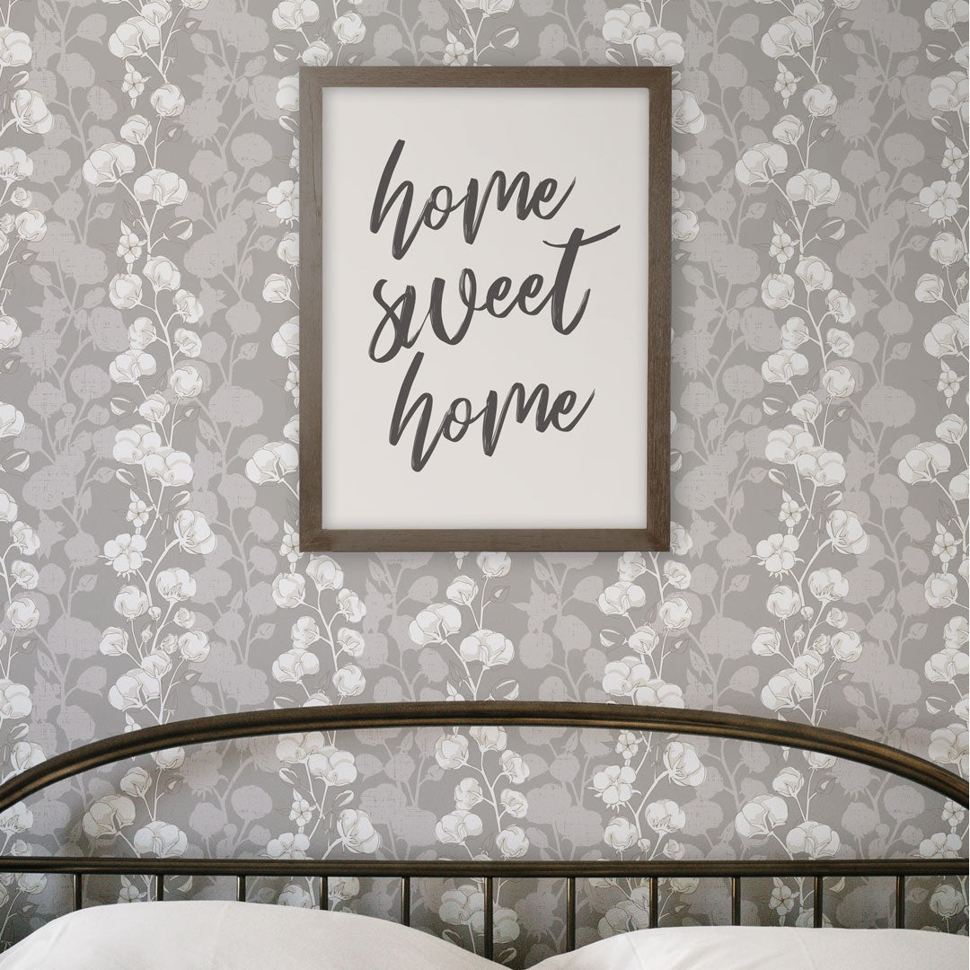 Cotton Blossoms Wallpaper featuring a modern floral design in vibrant colors, perfect for home decor.