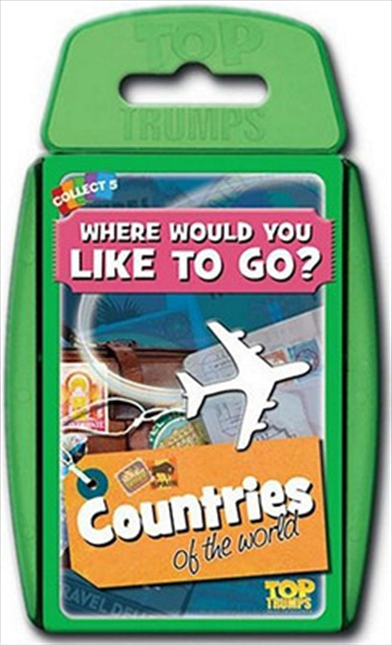 Countries Of The World - Top Trumps card game featuring various country cards with vibrant designs.