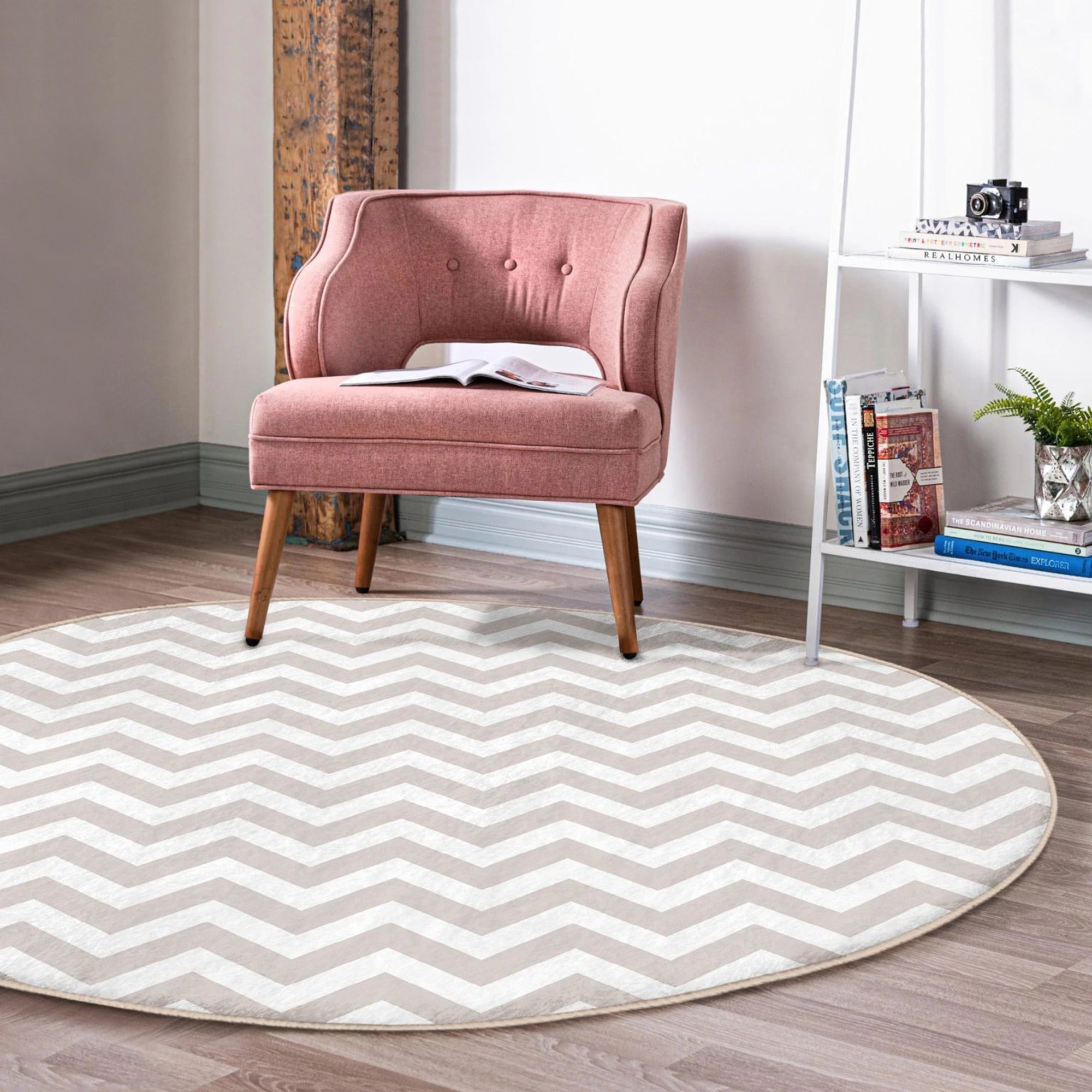 Cozy Bedroom Washable Rug in soft shiny velvet fabric, showcasing its plush texture and circular design, perfect for enhancing bedroom decor.