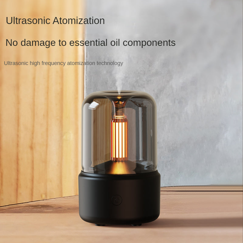 Creative Candle Light Aroma Diffuser in a stylish design, showcasing its USB power feature and elegant candle-like glow.