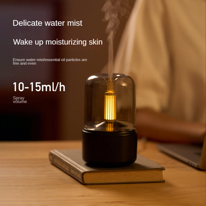 Creative Candle Light Aroma Diffuser in a stylish design, showcasing its USB power feature and elegant candle-like glow.