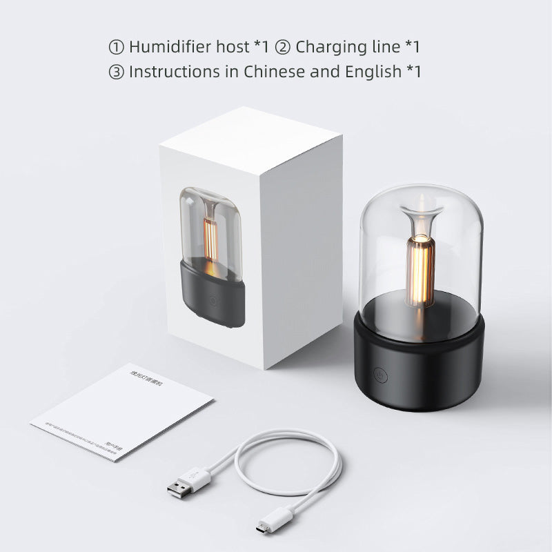 Creative Candle Light Aroma Diffuser in a stylish design, showcasing its USB power feature and elegant candle-like glow.