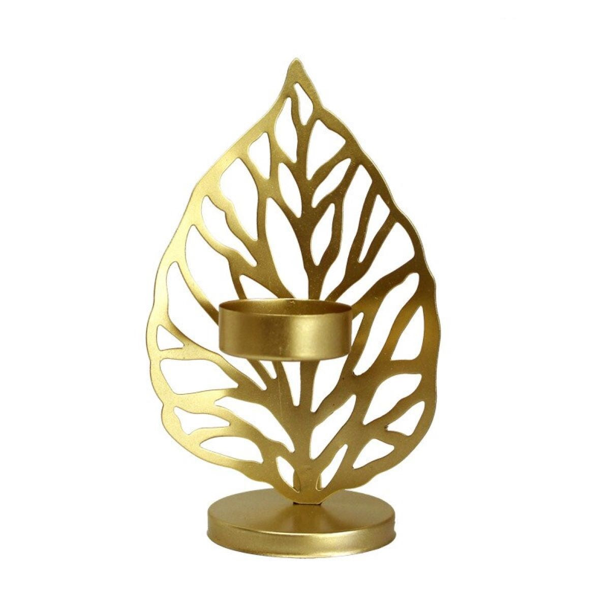 Creative Leaf Candlestick Candleholder made of wrought iron, featuring an elegant leaf design, perfect for home decor.