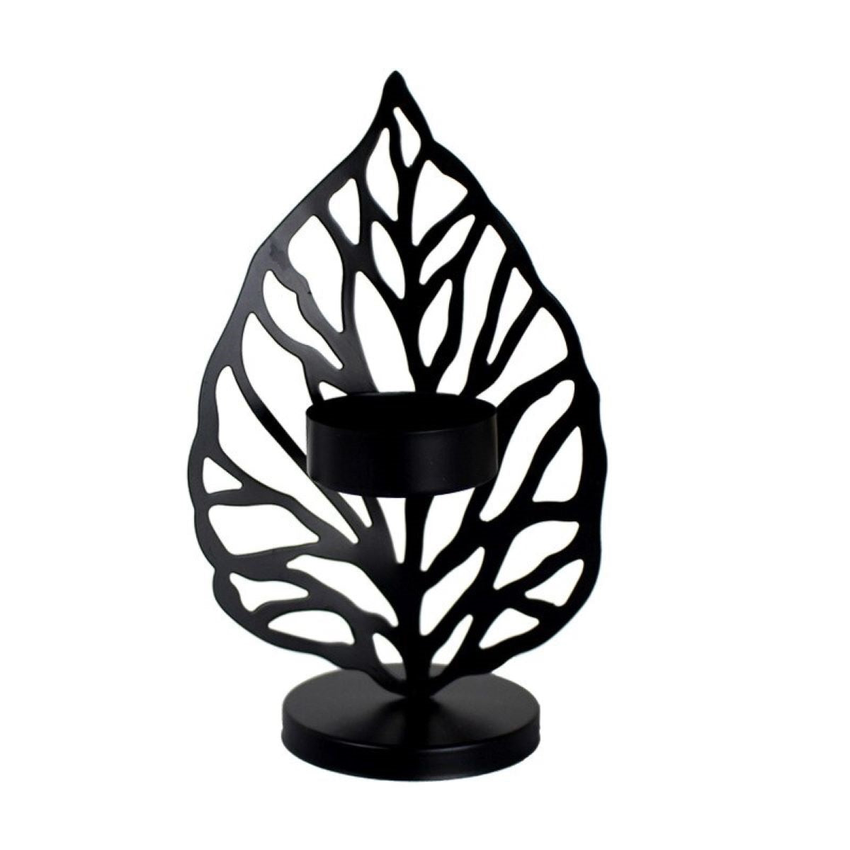 Creative Leaf Candlestick Candleholder made of wrought iron, featuring an elegant leaf design, perfect for home decor.