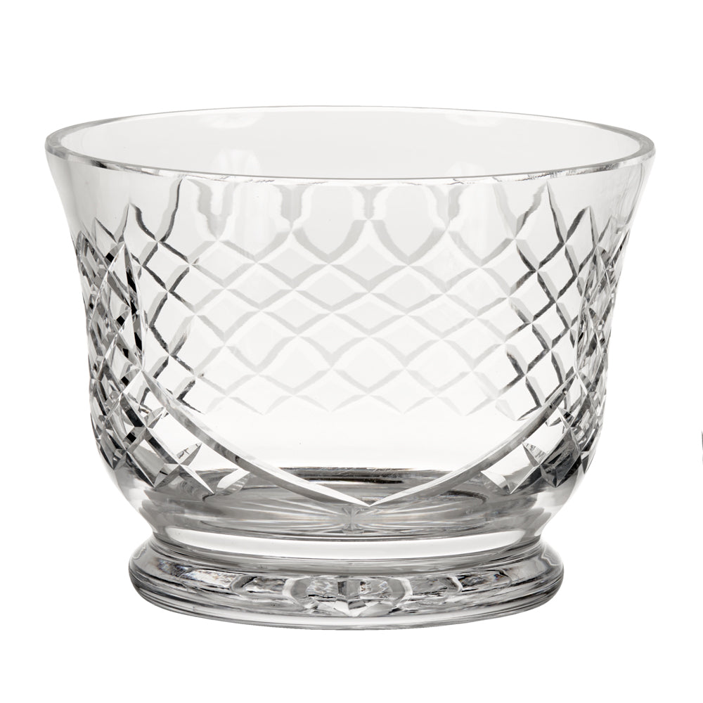 Elegant Crystal Round Flared Bowl with Medallion II Pattern, showcasing intricate cut design and lead-free clarity.