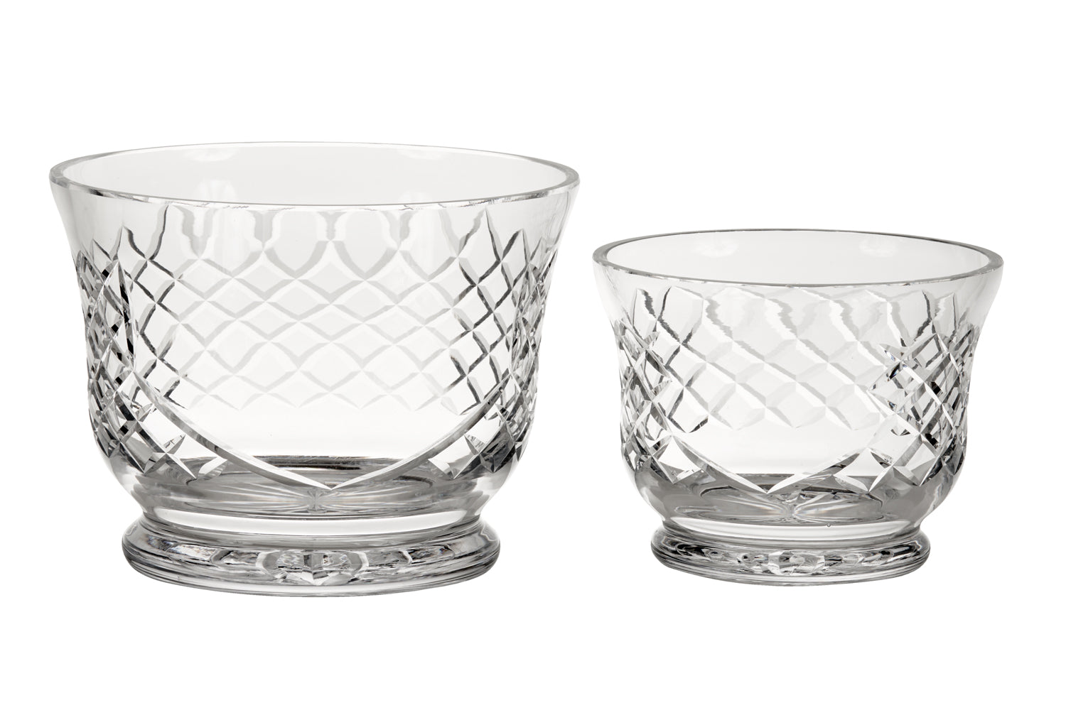 Elegant Crystal Round Flared Bowl with Medallion II Pattern, showcasing intricate cut design and lead-free clarity.