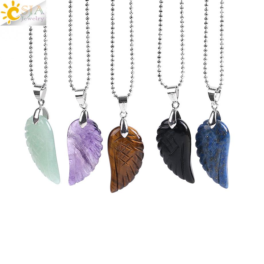 CSJA New Summer Beach Jewelry featuring an elegant angel wing pendant made from natural gemstones, perfect for summer wear.