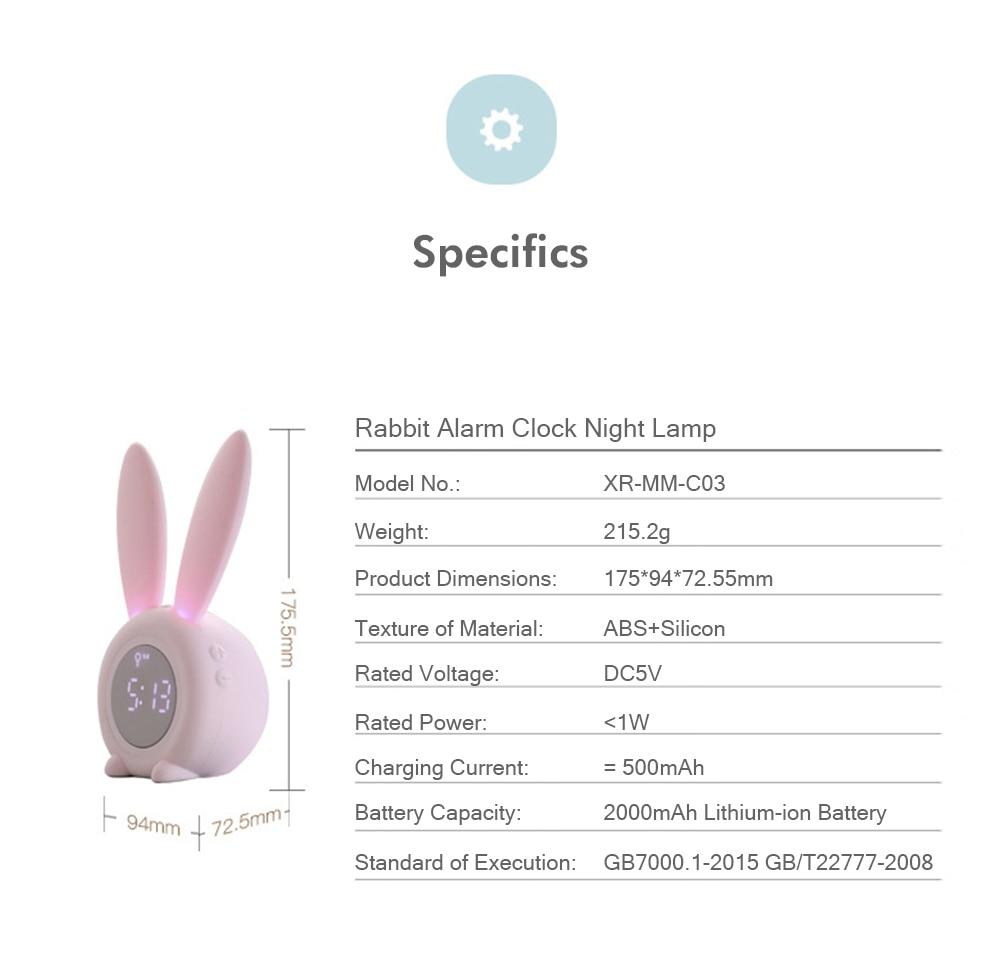 Cute Bunny Ear LED Digital Alarm Clock with USB sound control and LED display, perfect for home decoration.