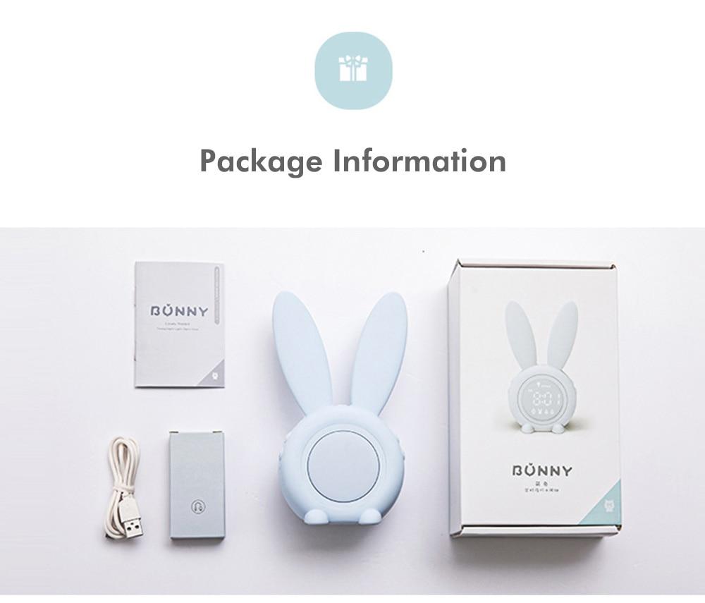 Cute Bunny Ear LED Digital Alarm Clock with USB sound control and LED display, perfect for home decoration.