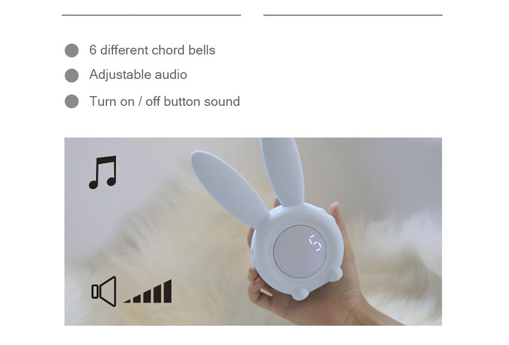 Cute Bunny Ear LED Digital Alarm Clock with USB sound control and LED display, perfect for home decoration.