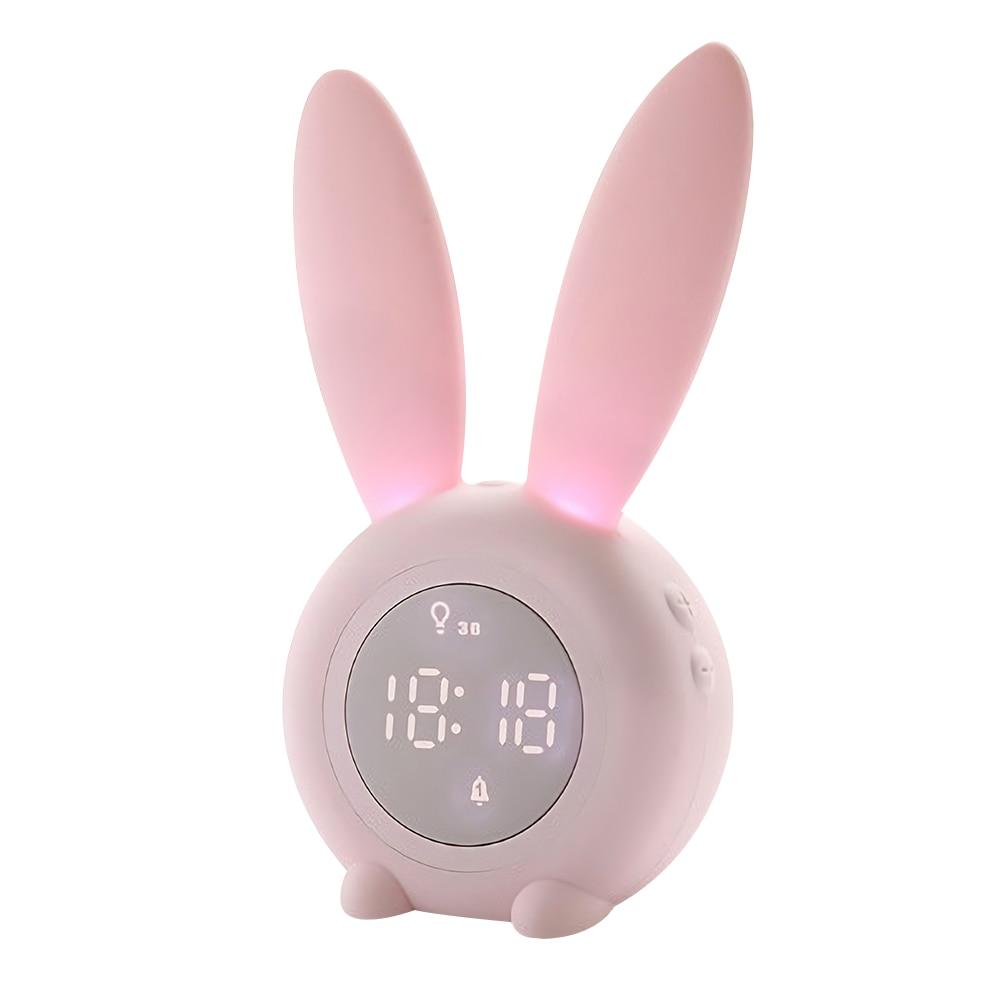 Cute Bunny Ear LED Digital Alarm Clock with USB sound control and LED display, perfect for home decoration.