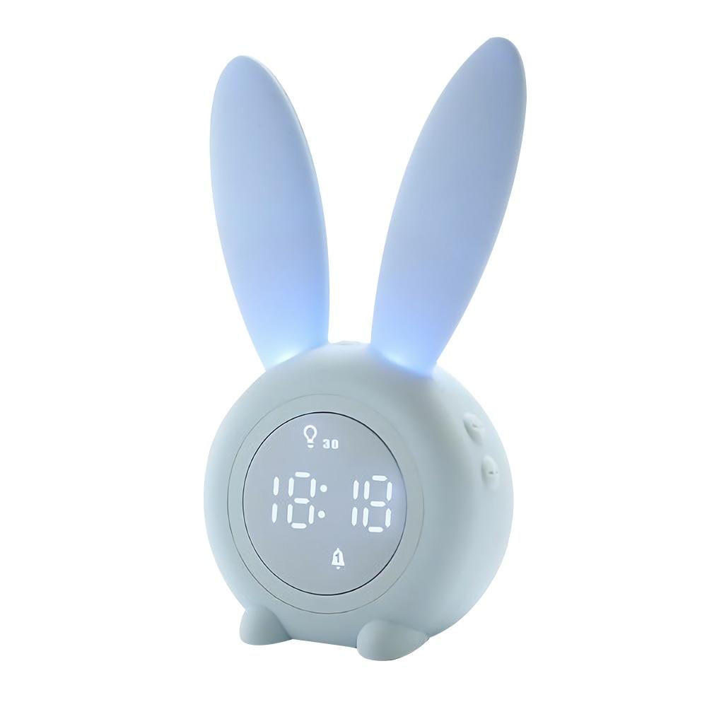 Cute Bunny Ear LED Digital Alarm Clock with USB sound control and LED display, perfect for home decoration.