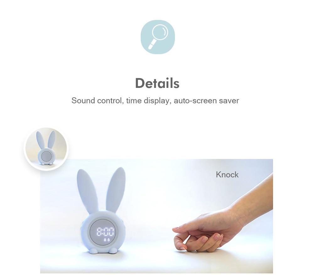 Cute Bunny Ear LED Digital Alarm Clock with USB sound control and LED display, perfect for home decoration.