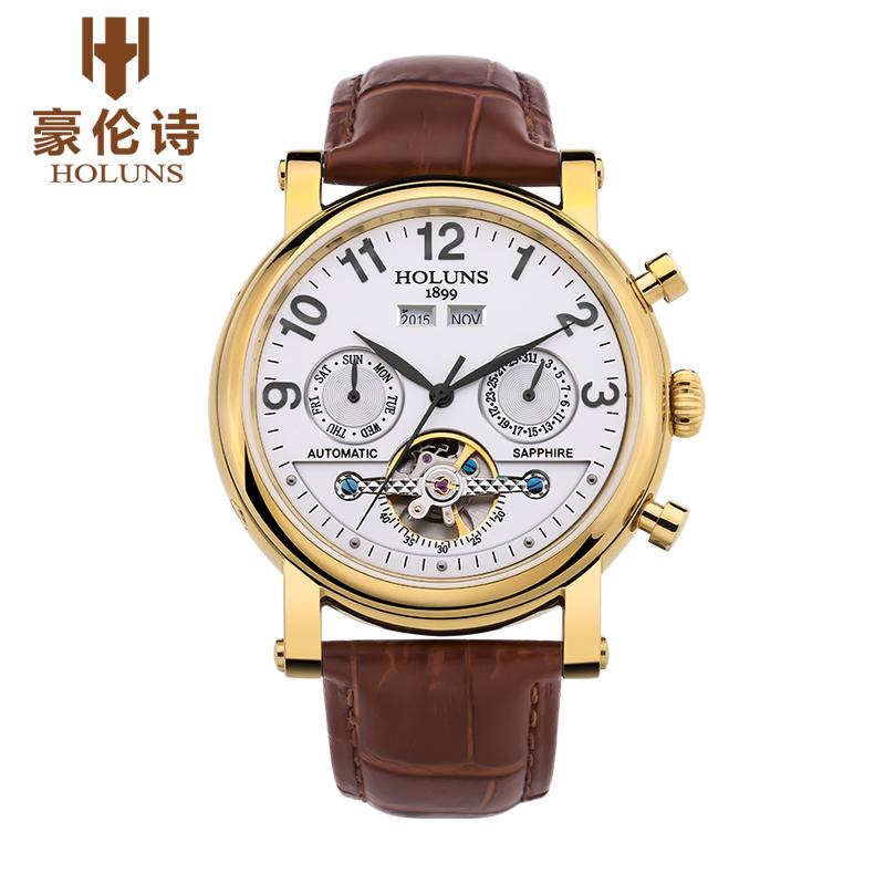 CWP Designer Automatic Mechanical Men's Watch featuring a round stainless steel dial and elegant leather band.