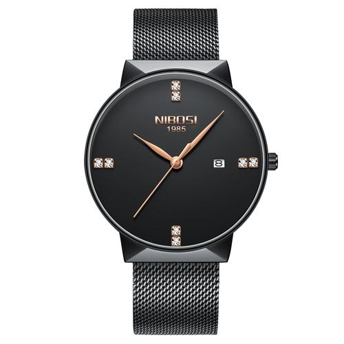 Luxury NIBOSI Fashion Men's Watch with stainless steel band and round analog dial.