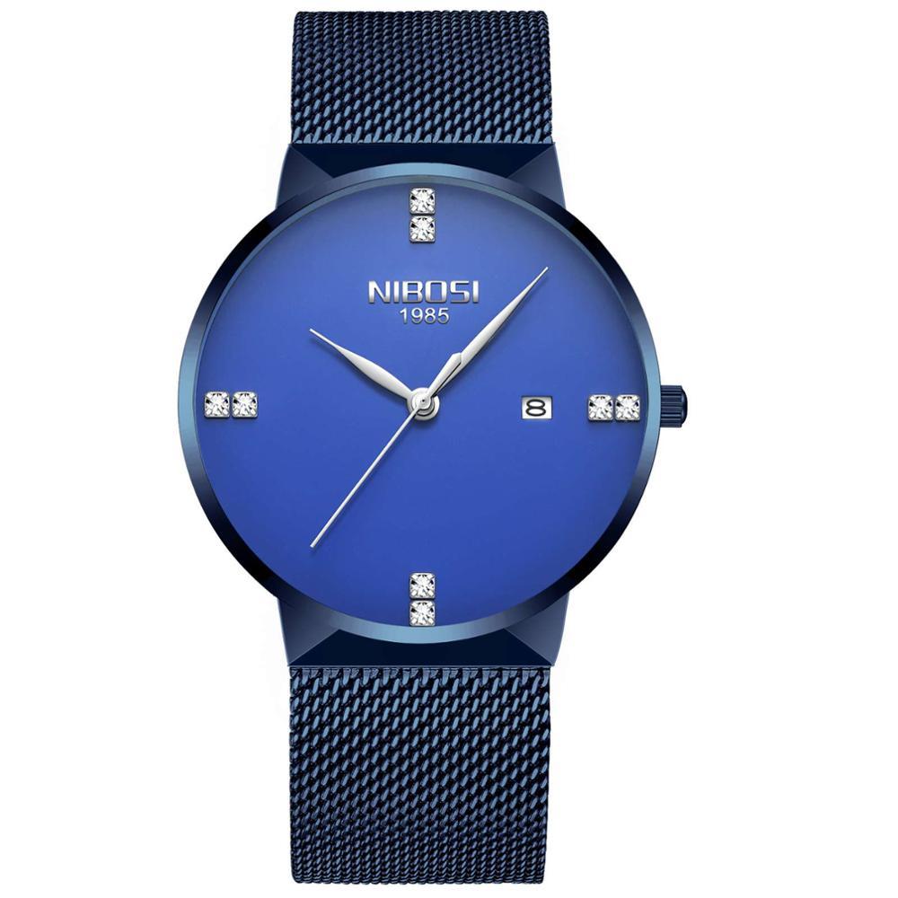 Luxury NIBOSI Fashion Men's Watch with stainless steel band and round analog dial.