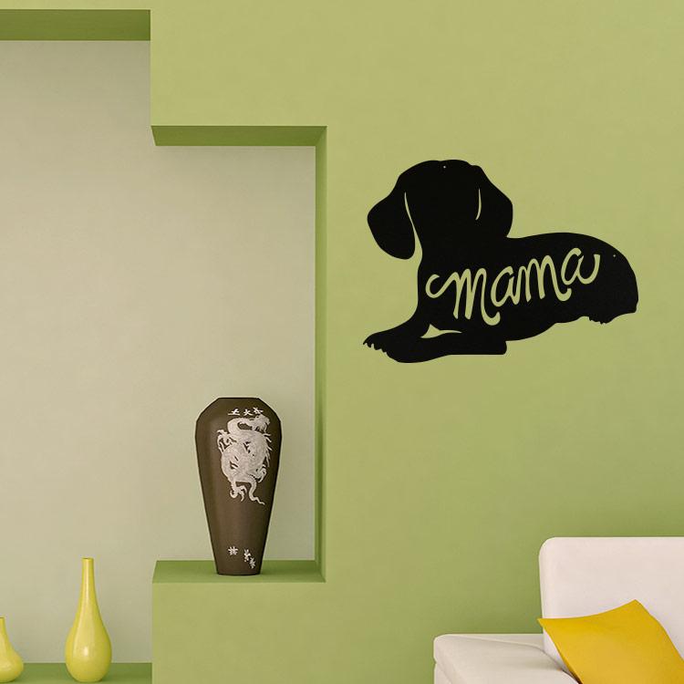 Dachshund Mama Silhouette metal wall art, showcasing a sleek design with a Dachshund outline and the word 'Mama', perfect for home decor.