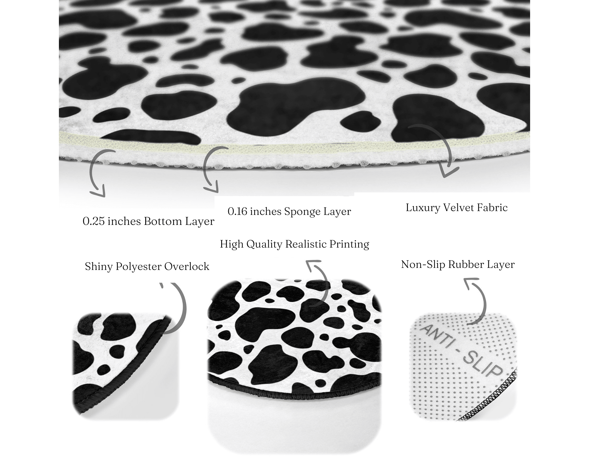 Dalmatian Dot Pattern Decorative Round Rug showcasing a stylish design, perfect for pet-friendly homes.