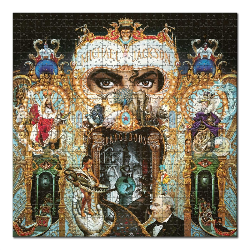 1000 piece puzzle featuring Michael Jackson's Dangerous album artwork, showcasing vibrant colors and intricate details.