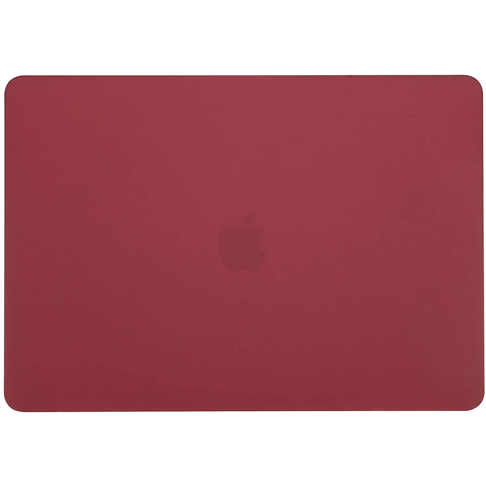 Dark red matte shell case for MacBook Pro 13 inch 2020, designed for models A2338, A2251, and A2289, showcasing its sleek and durable design.