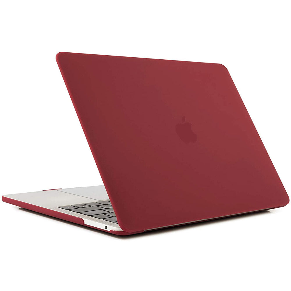 Dark red matte shell case for MacBook Pro 13 inch 2020, designed for models A2338, A2251, and A2289, showcasing its sleek and durable design.