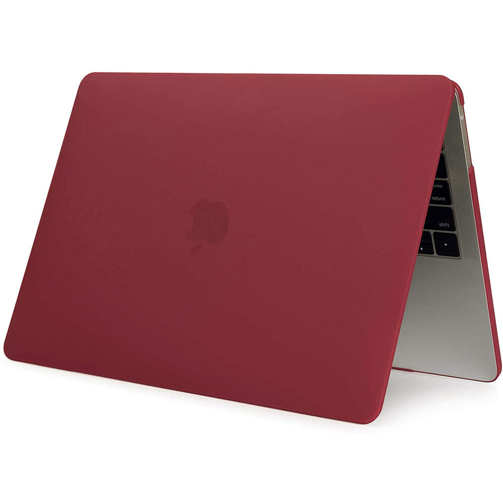 Dark red matte shell case for MacBook Pro 13 inch 2020, designed for models A2338, A2251, and A2289, showcasing its sleek and durable design.