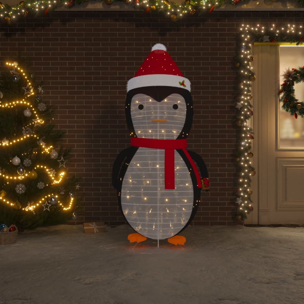 A large decorative snow penguin figure with LED lights, made of thick fabric, standing 180cm tall, perfect for Christmas decoration.