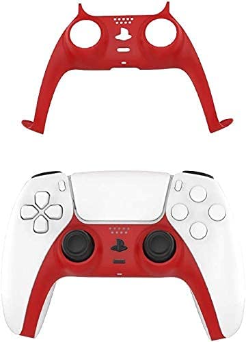 Decorative red strip designed for PS5 DualSense Controller, showcasing vibrant color and precise cutouts for buttons.