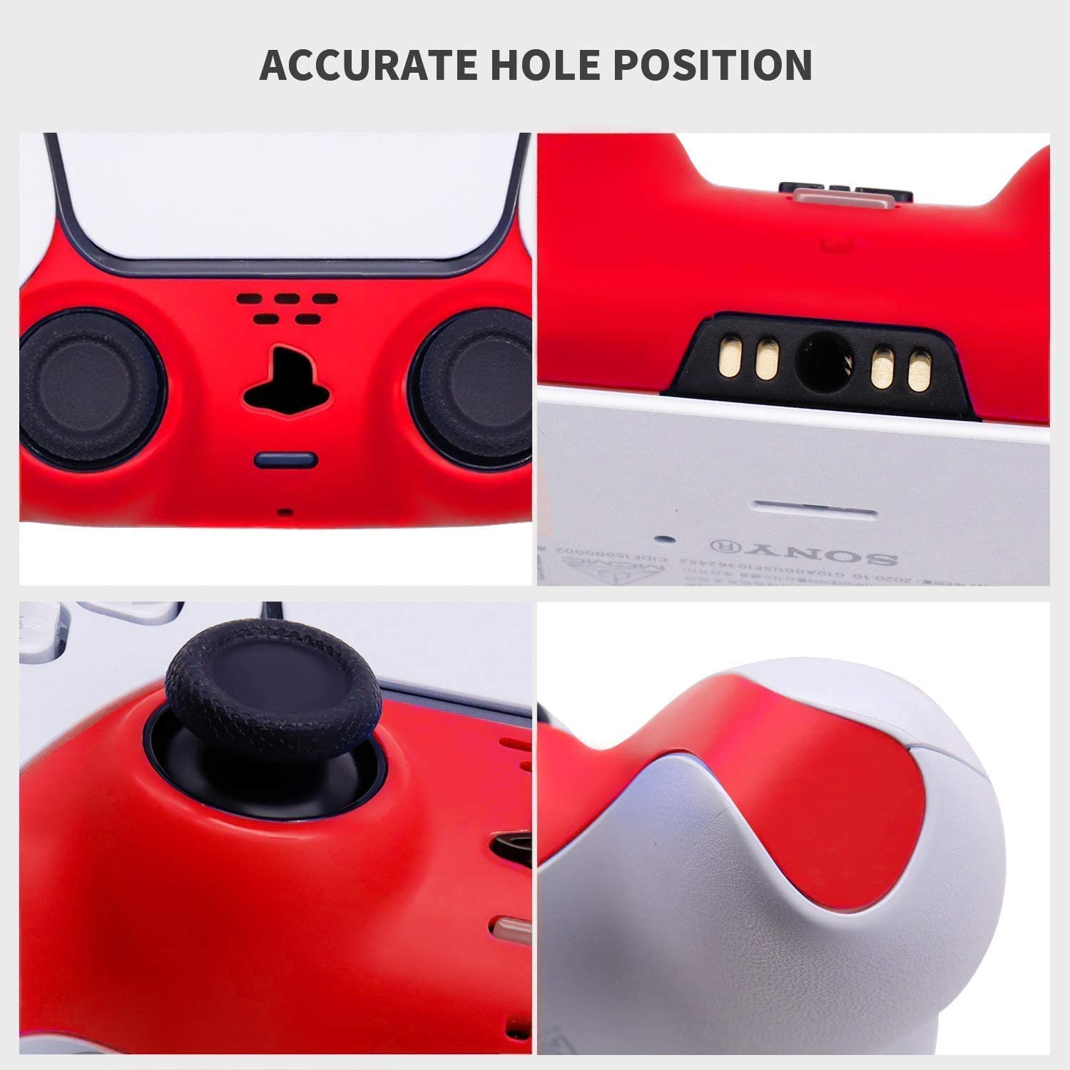 Decorative red strip designed for PS5 DualSense Controller, showcasing vibrant color and precise cutouts for buttons.