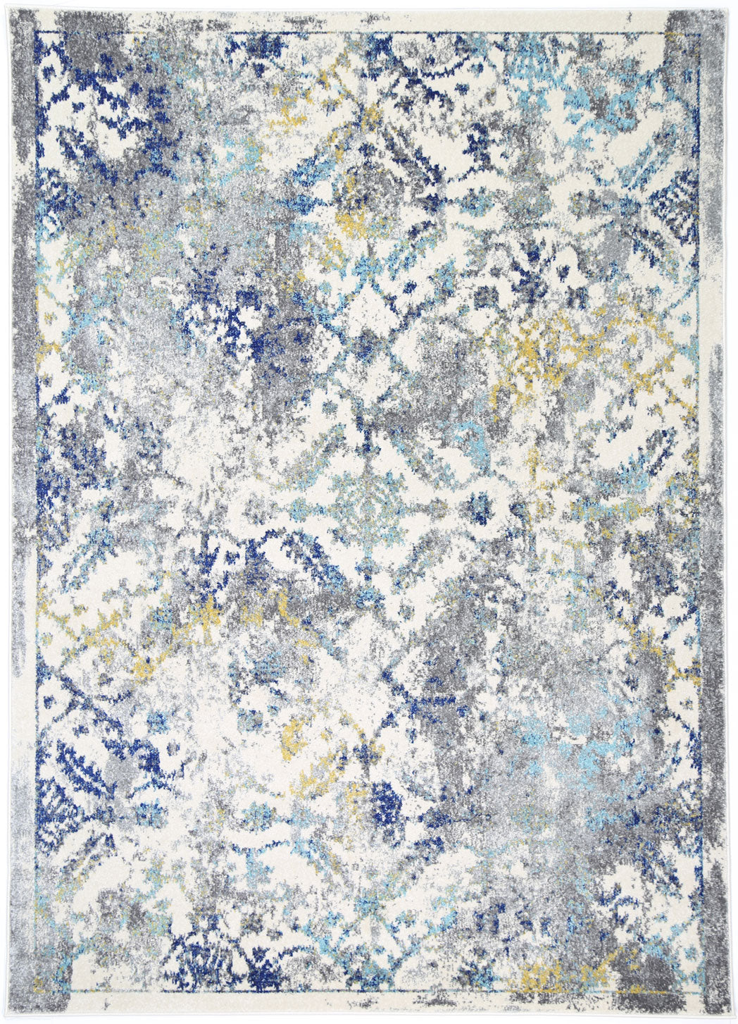 Delicate Blue Green Contemporary Rug measuring 240x330 cm with a chic medallion pattern and distressed design, perfect for modern and vintage decor.