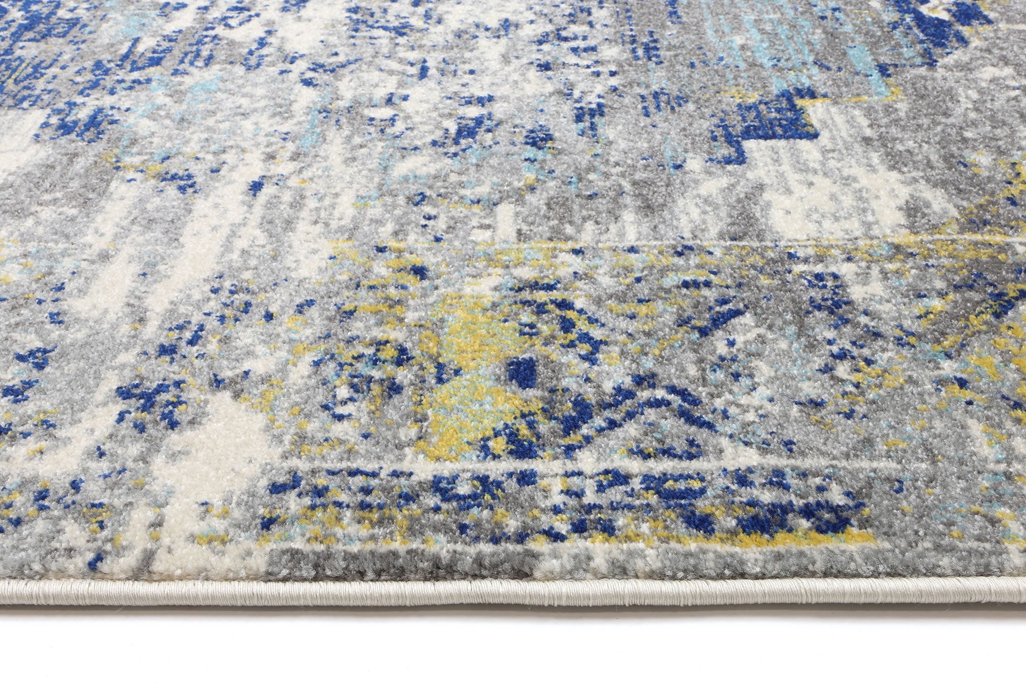 Delicate Blue Green Distressed Rug measuring 200x290 cm with a chic medallion pattern and vintage distressed design.