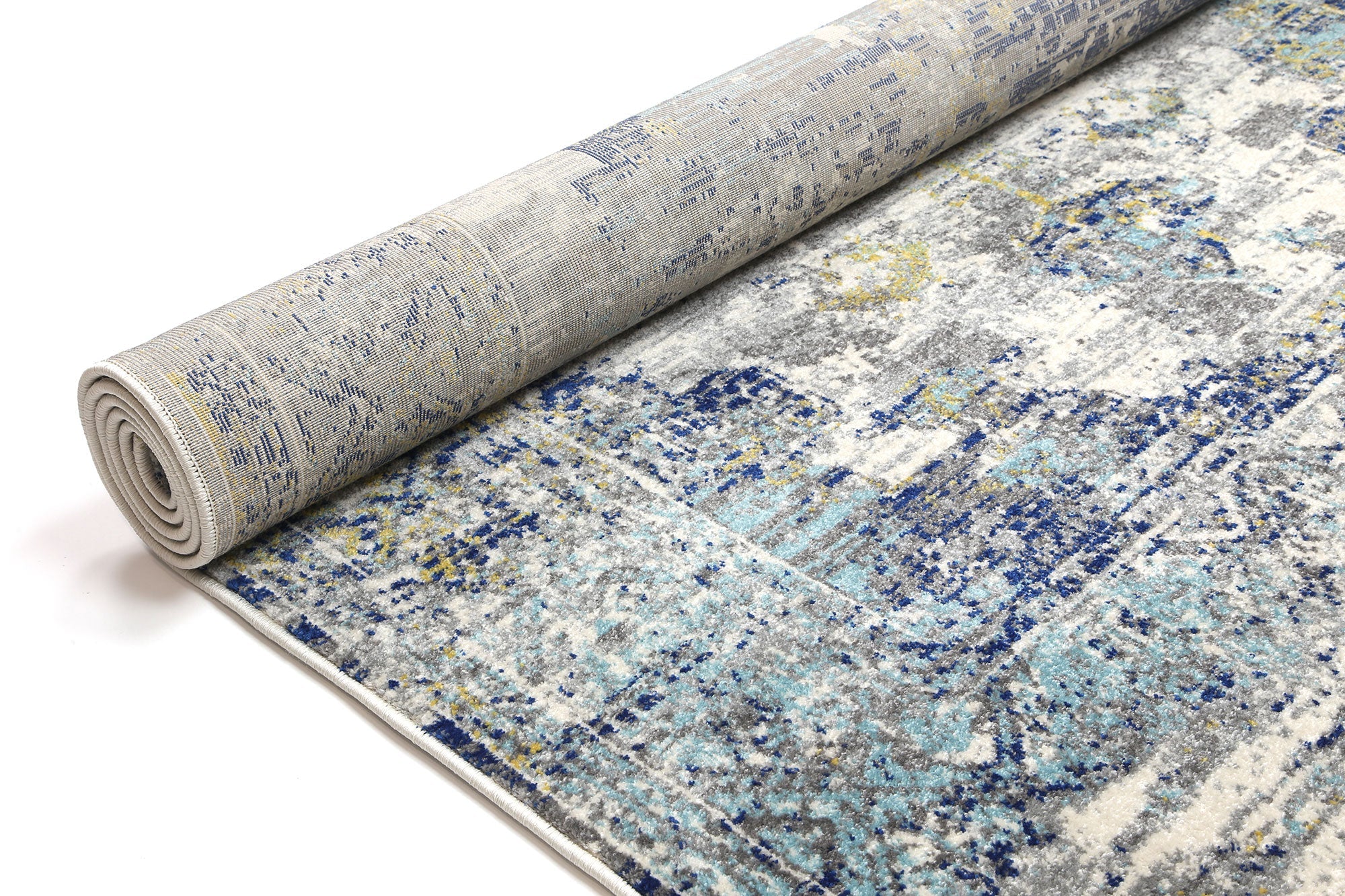 Delicate Blue Green Distressed Rug measuring 200x290 cm with a chic medallion pattern and vintage distressed design.