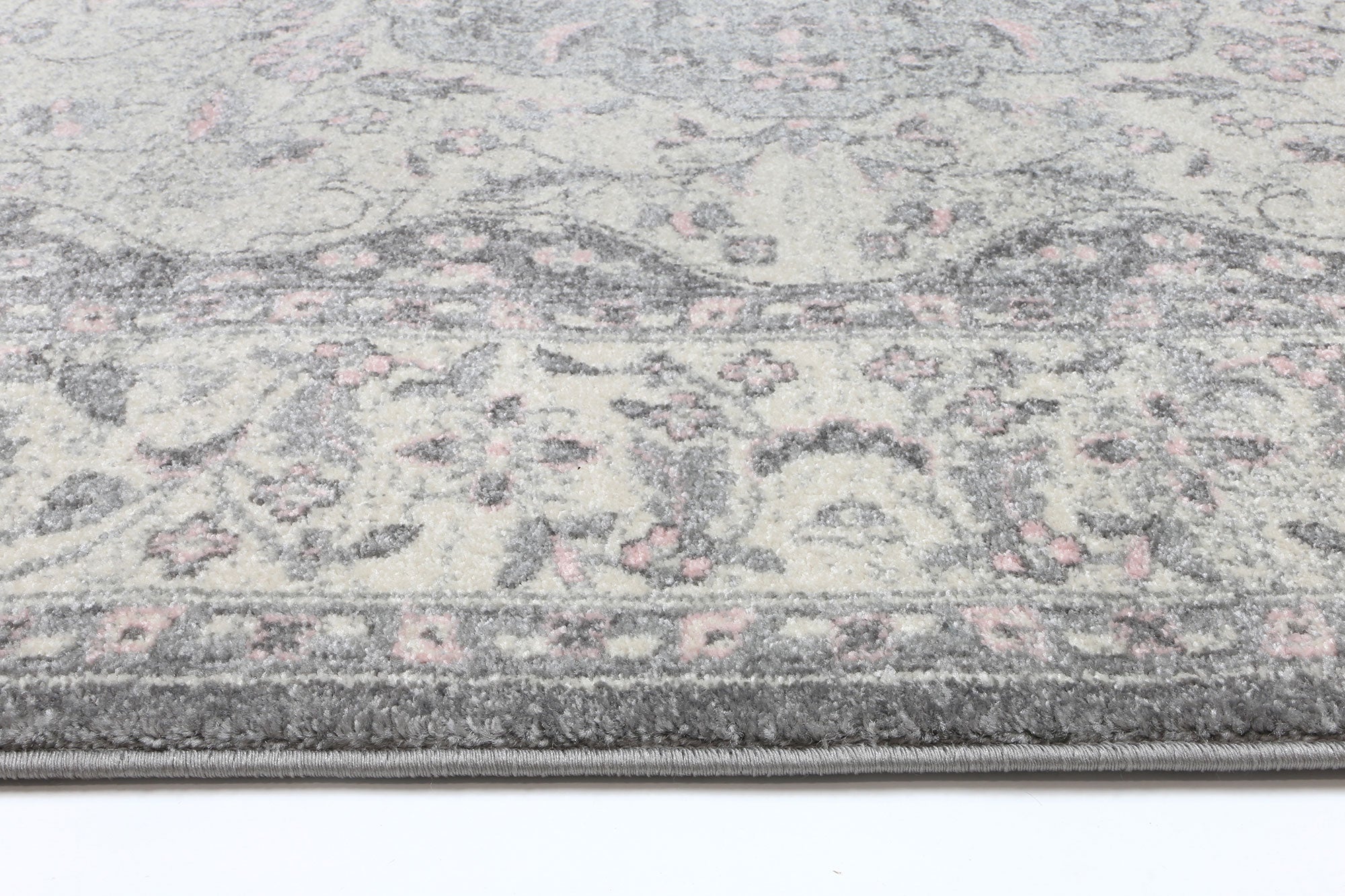 Delicate Grey Oriental Rug measuring 200x290 cm with a chic medallion pattern and distressed design, perfect for modern and vintage decor.