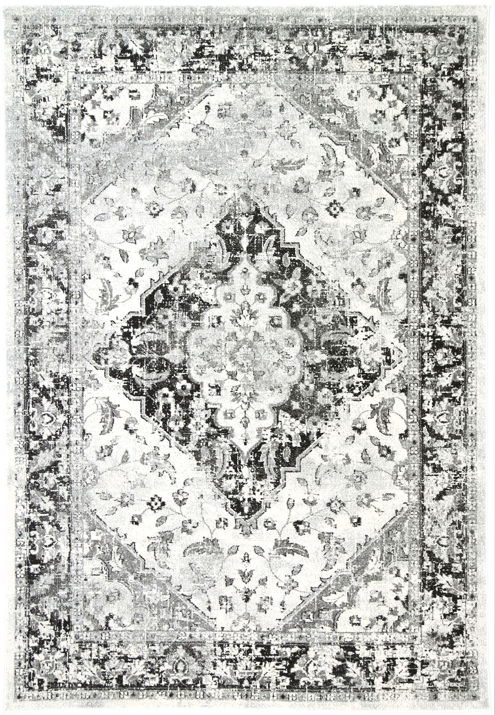 Delicate Grey Traditional Rug measuring 160x230 cm with a chic medallion pattern and distressed design, perfect for enhancing home decor.