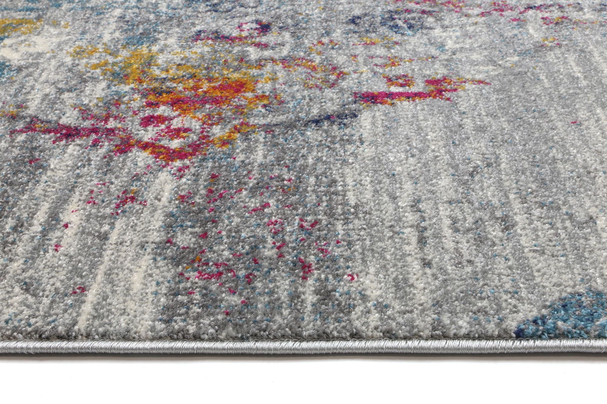 Delicate Multi Grey Oriental Rug measuring 160x230 cm with a chic medallion pattern and distressed design, perfect for modern and vintage decor.