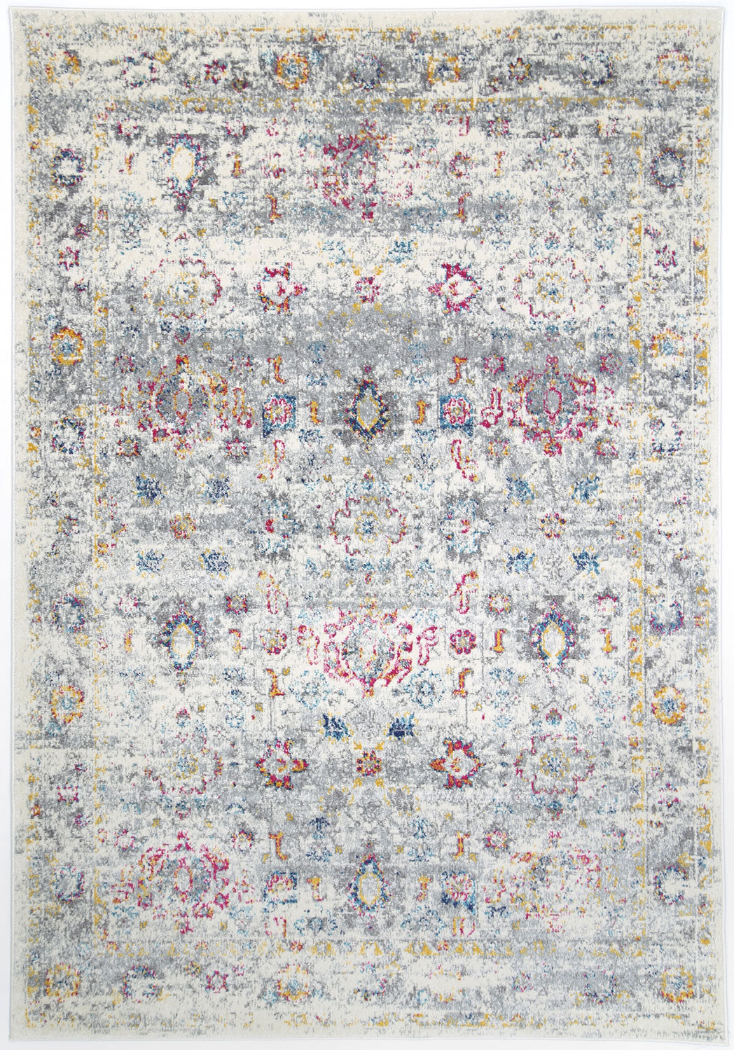 Delicate Multi Grey Traditional Rug measuring 300x400 cm with a chic medallion pattern, showcasing a distressed vintage design.